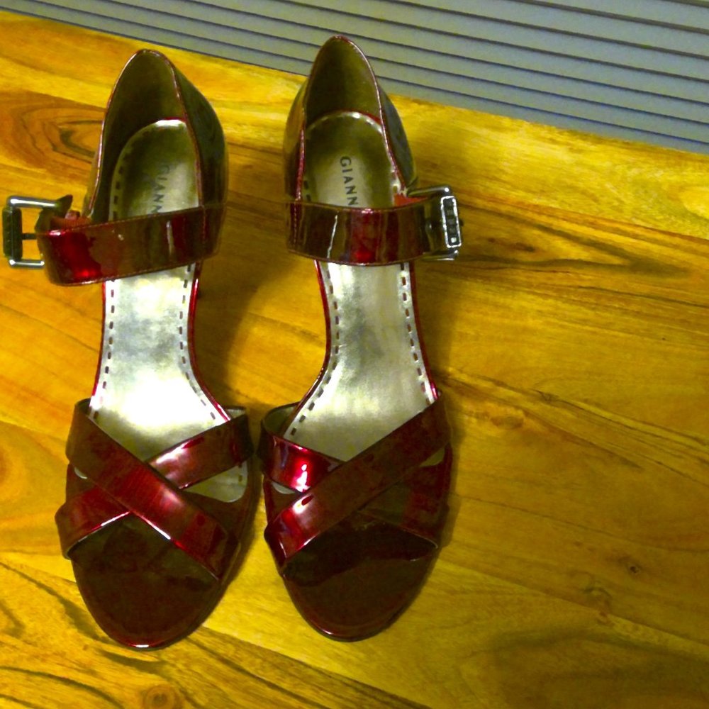 Gianni Bini Red & Chrome Heels